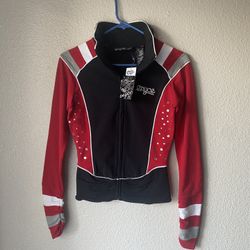 Brand new woman’s Encye Jeans brand red Tracksuit Running Jacket up for sale 