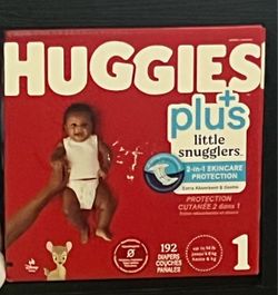 Huggies Plus Little Snugglers Size 1 Diapers 192 Count
