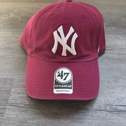 New York Yankees 47 Brand Clean Up Dad Hat Burgundy
