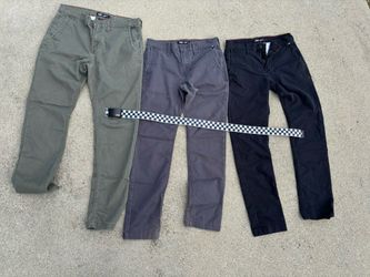 3 Men’s Vans Chino Pants & Belt $25/Size 28,29,&32