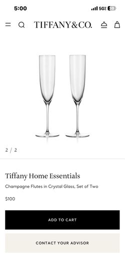 Tiffany Home Essentials Champagne Flutes in Crystal Glass, Set of Two