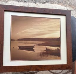 Mike Sleeper “Misty Morning” – Large Framed Sepia Landscape Photography 32.5” x 27.5” Description: Beautiful large-format photographic art print tit