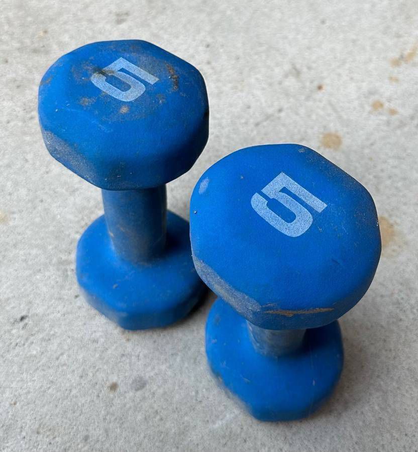 Set Of 2 Blue 5 Ibs Hand Weights Dumbbells