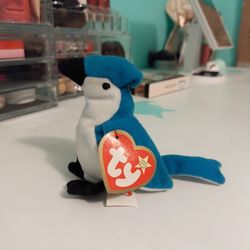 Rocket The Blue Jay (Teenie Beanie Babies) with tag