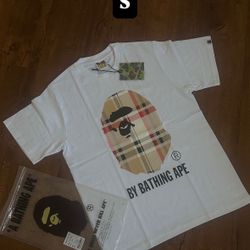White Burberry Bape Tee