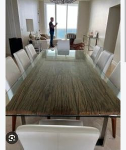 Artefacto dinning table glass reclaimed wood