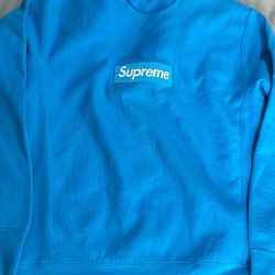 Supreme Box Logo Crewneck 'Blue' | Men's Size Medium