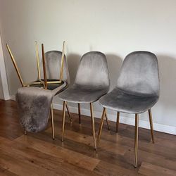Gray Gold Modern Velvet Dining Chairs 