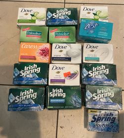 Lot of Dove irish spring palmolive 17  soaps  pieces