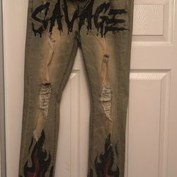 fire washed skinny jeans with designs 