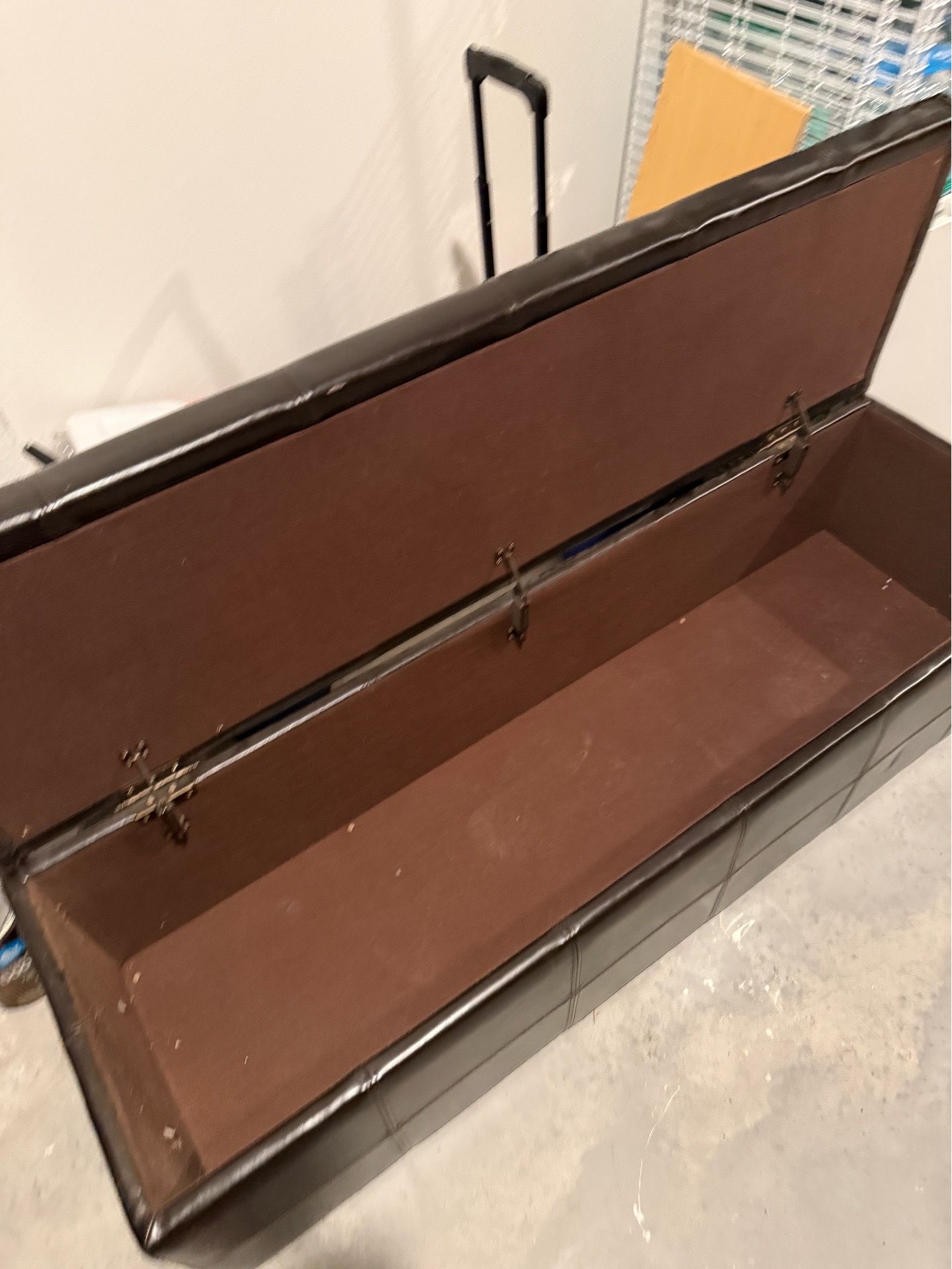 100% leather queen storage bench