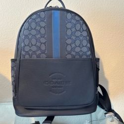 Men’s Navy Blue Jacquard Coach Backpack