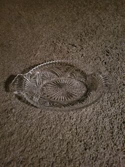 Clear Cut Glass Oval Relish Dish
