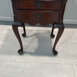 Antique Solid Mahogany Small Table With 10x8 Frame