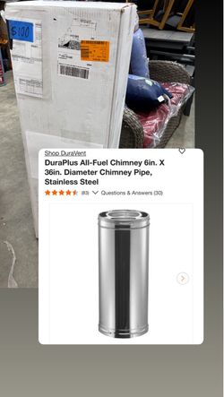 DuraPlus All-Fuel Chimney 6in. X 36in. Diameter Chimney Pipe, Stainless Steel