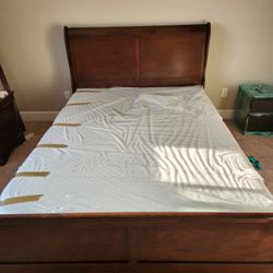 Queen Bed With Mattress And Box Spring-$350