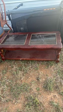 Wood and Glass Top Coffee Table
