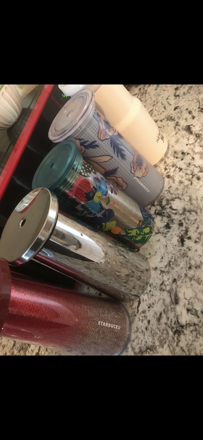 Starbucks Cups & Stanley Cup. Without Straws Good Condition.