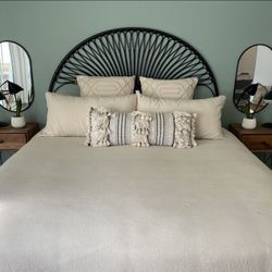 Black Rattan King Headboard