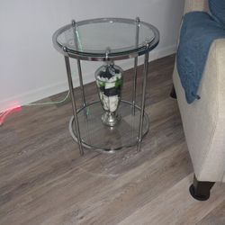 Beautiful Stainless Steel Glass Top Bottom Table