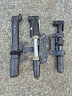 3 Portable Bike Pumps - Blackburn, Topeak, Giyo. Comes with frame attachment. All working condition.