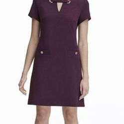 Tommy Hilfiger Women's Dress Purple Size 2P Petite Sheath Grommet Front