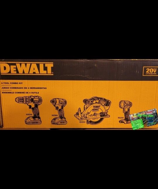 New Dewalt 20v 4 Tool Cordless Combo Kit $270 Firm. Pickup Only
