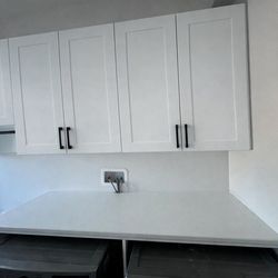 3 Piece White Shaker Wall Cabinets Set - Laundry Room Storage