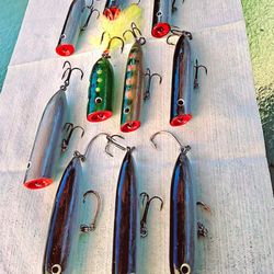 Custom Made Wood Lures And Hand Poured And Injected Soft Plastic Worms. Great Gift For The Angler In Your Family !  100% HAND MADE. 