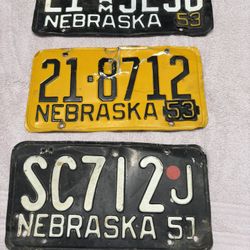 Vintage Nebraska License Plates 