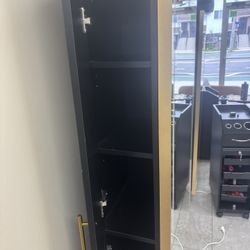 Pibbs 9220 Lumina Gold Frame LED Salon Mirror & Storage