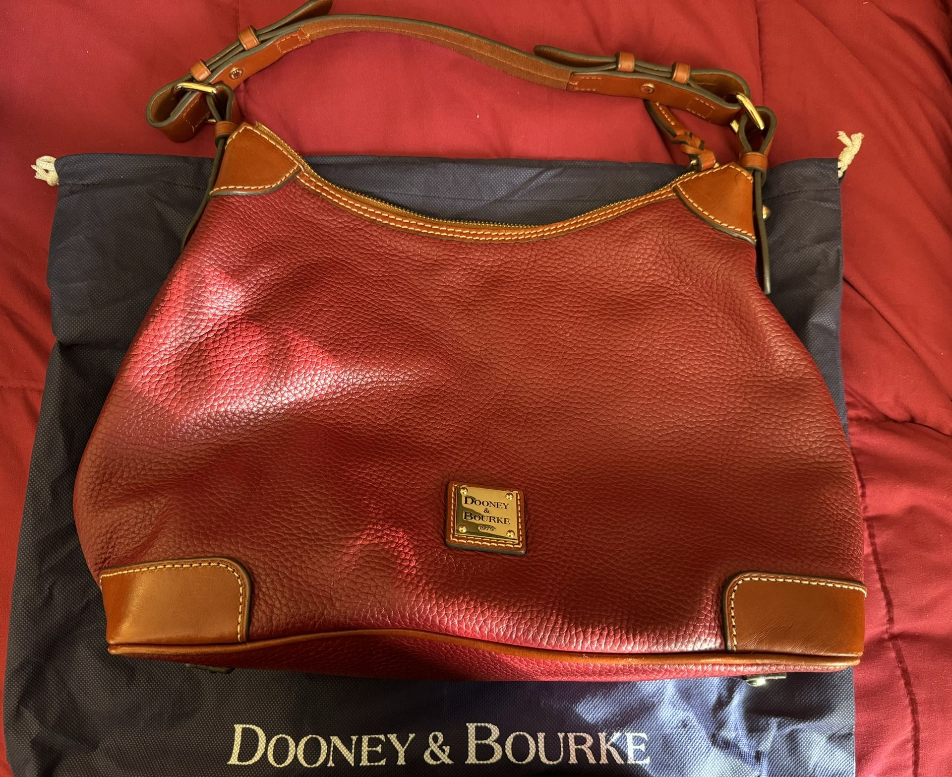 DOONEY & BOURKE PEBBLE GRAIN LEATHER RED HOBO
