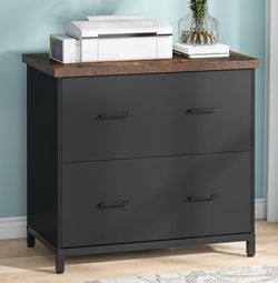 Tribesigns 2-Drawer File Cabinet, Wood Lateral Filing Cabinet for Home Office, A4, Letter Size, Brown and Black 