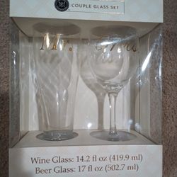 Couple Glass Set Wedding 