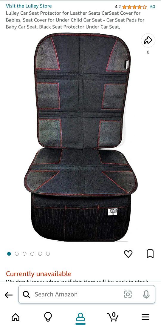 Black Car Seat Protector For Under Baby Car Seat