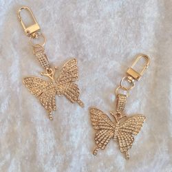 Bling gold Butterfly Keychain 