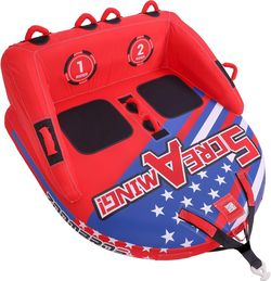Towable Tubes for Boating 2-Person, Front/Back Tow Points Sofa Style Boat Tubes and Towables, Holds 340 lbs Large Capacity, Premium Nylon Cover, Perfe