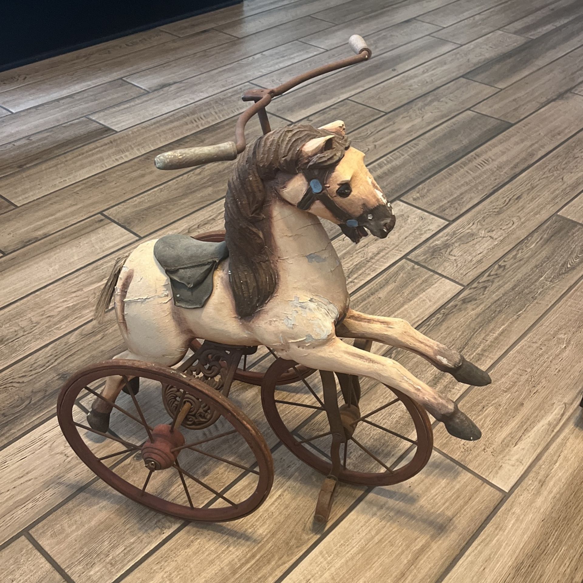 Vintage Wooden Horse Tricycle