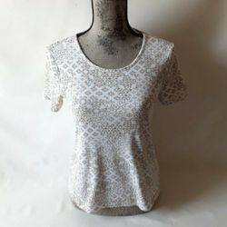 White Stag women's short sleeve decorative print top size S