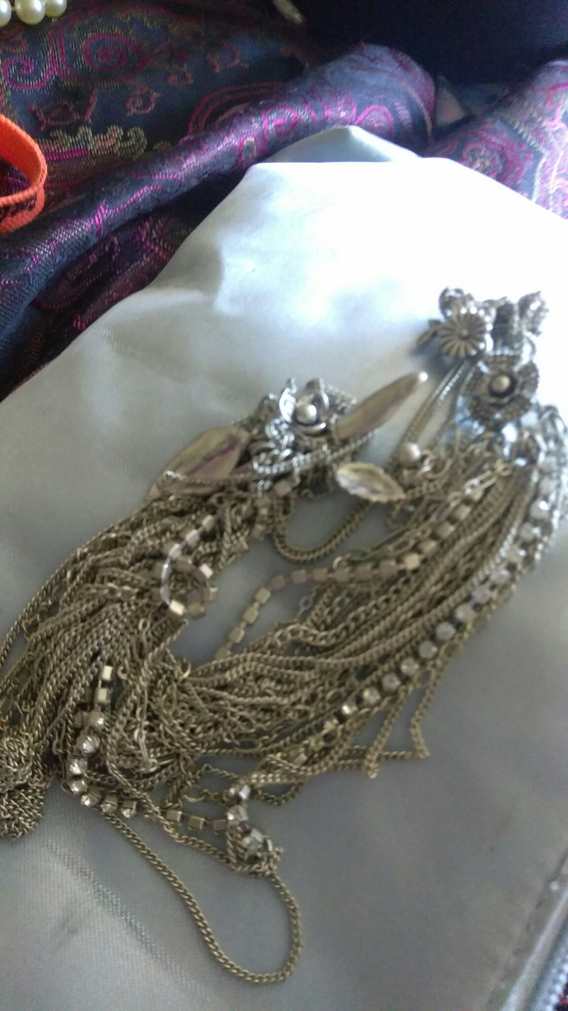 Multiple strand silver necklace