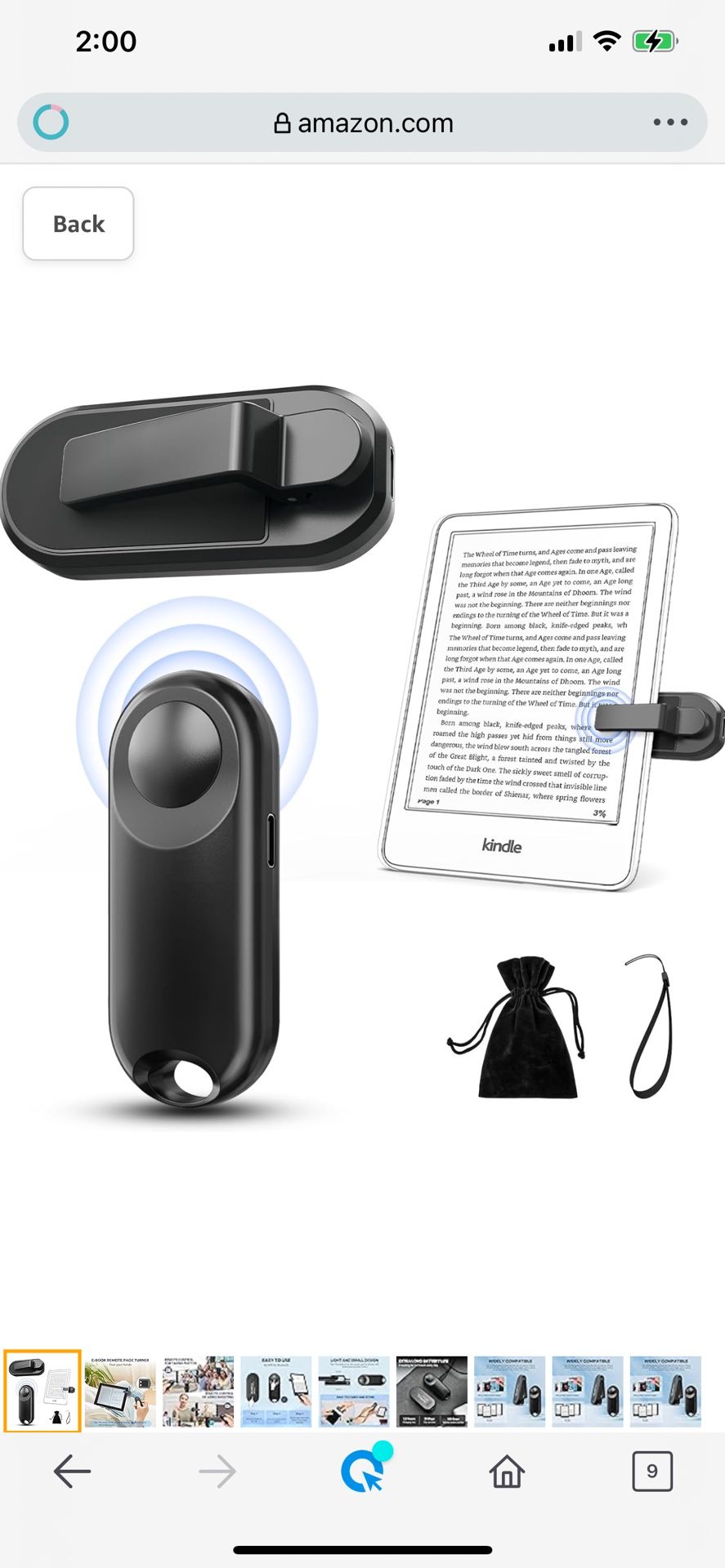 RF Remote Control Page Turner for Kindle Paperwhite,Kindle Accessories Remote Photo and Video for E-Book iPhone iPad Android Tablets Reading Novels Co