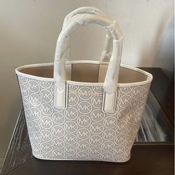 MICHAEL Michael Kors Jodie Optic White Small MK Logo Jacquard Tote Bag 