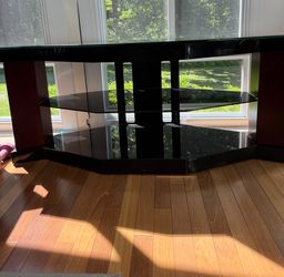 Modern Black Glass TV Stand - Excellent Condition