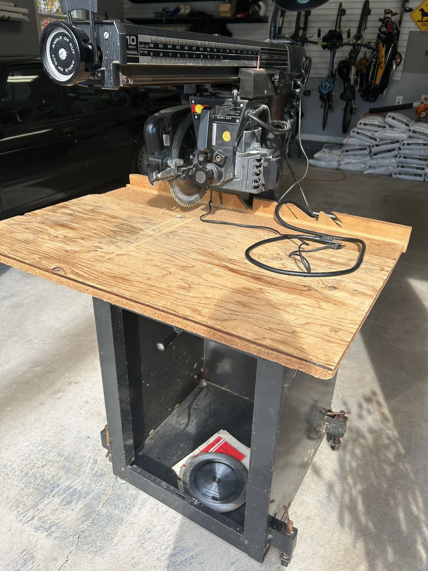 Radial Arm saw with cabinet