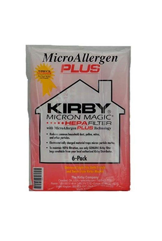 Kirby MicroAllergen Plus HEPA Filter Bag F Style 6 pack