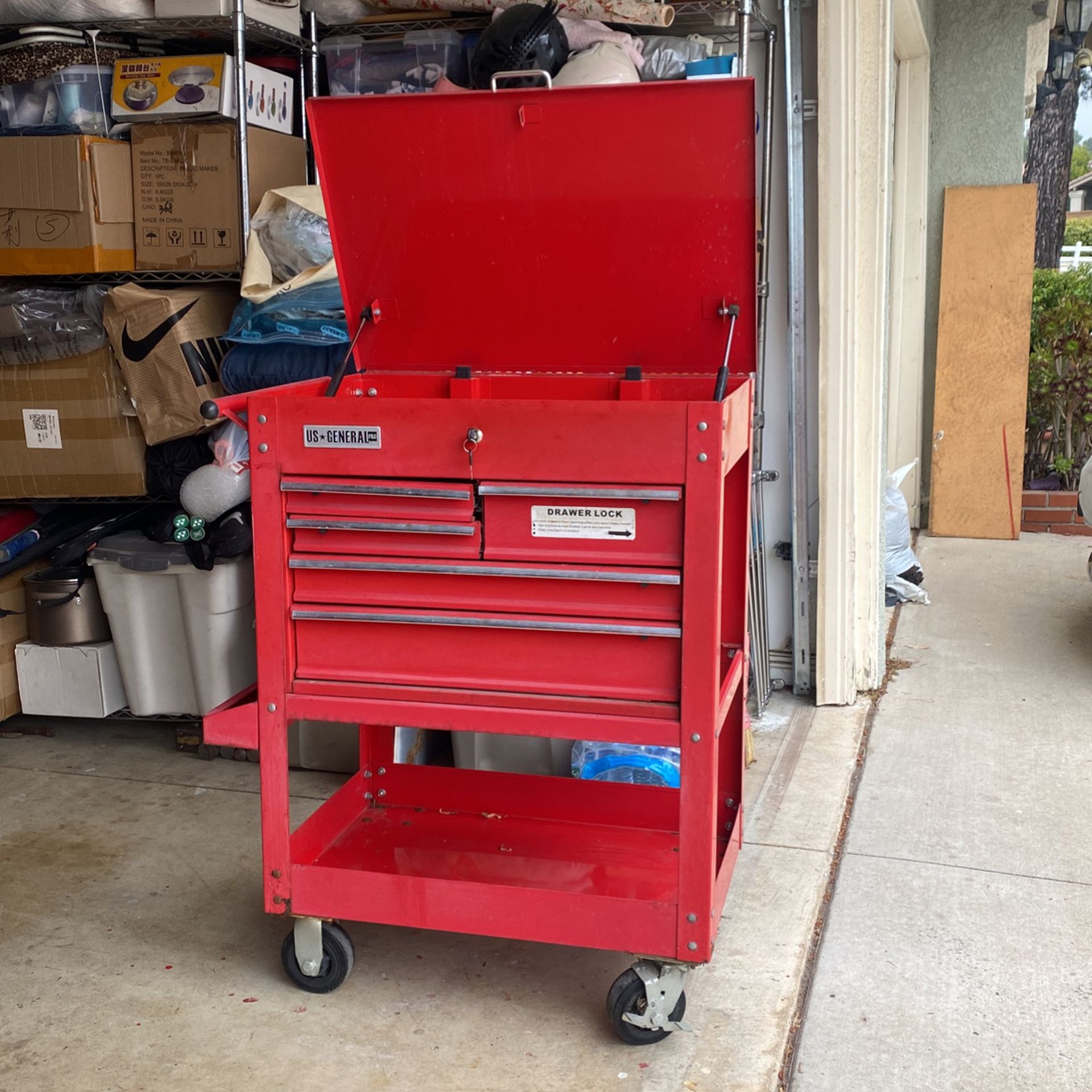US General Pro 5 Drawers Toolbox Cart 