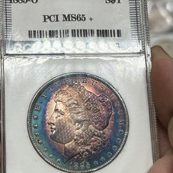 1885 - O Morgan Dollar PCI MS65 Slabbed Toned Coin