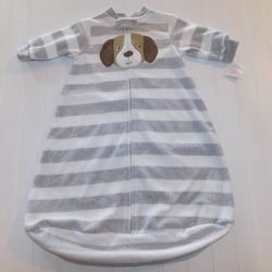 NWT Baby Boys Sleeper Carter's Boy 0-3 Months Stripe Dog Fleece Sack