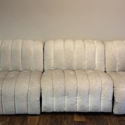 Boucle Recliner Couch + USB Ports