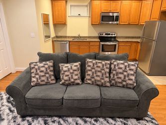 Green 3-Seat Couch + 4 Accent Pillows $400 OBO